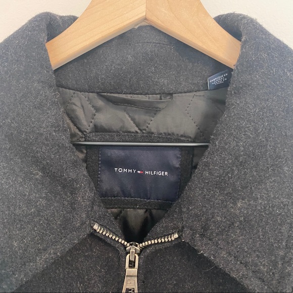 Tommy Hilfiger Black Wool Blend Zip Up Coat - Picture 2 of 6